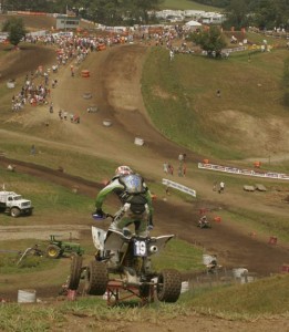 Lost Creek's Jason Dunkelburger skies air off the world-famous Unadilla drop off at the track's far corner. Check out all the spectators. Is this sport catching on or what?