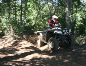 Artic Cat's Jesse West made the cross over from snow to dirt look easy by winning Saturday's QuadTerrain Challenge. Not bad for his first time racing an ATV. Check out the first wooded section of QuadTerrain fame. 