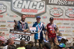 Adam McGill (left), Walker Fowler (center) and Jarrod McClure (right) rounded out the podium at the John Penton GNCC