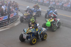 The Snowshoe GNCC features a unique asphalt start before letting the racers tackle the track's ski slopes, rocks and mud. Renegade 800R X xc pilot Bryan Buckhannon (ATV Parts Plus / Can-Am) grabbed the 4x4 Pro class holeshot in front of four other racers, including Can-Am racers Kevin Trantham and Rob Smith. 