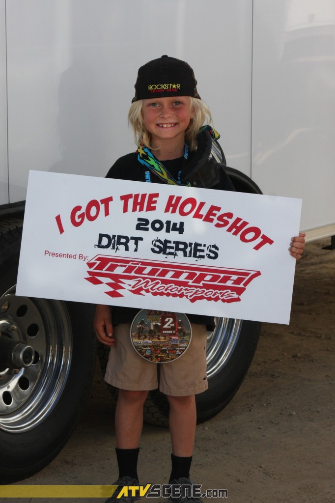 Jett Lessing Took home the Amateur hole shot prize from Triumph Motorsports - a pair of X brand goggles 